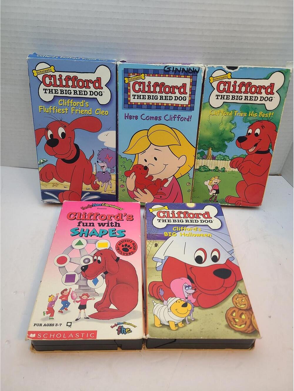 Lot of 5 Vintage Scholastic Clifford The Big Red Dog VHS Tapes
